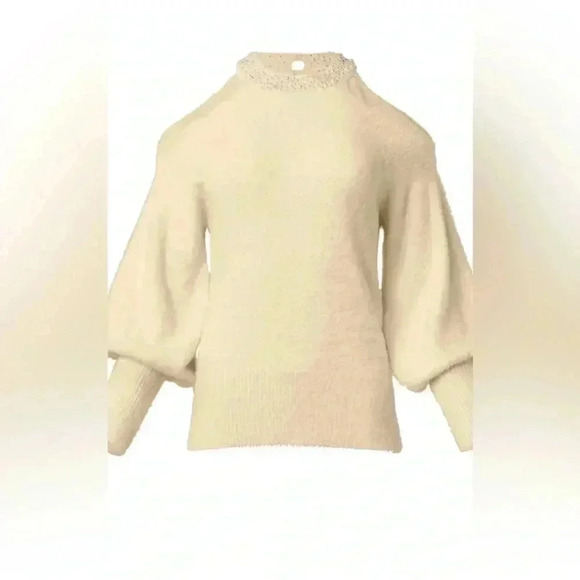 White long sleeve cold shoulder sweater size large - Picture 10 of 16